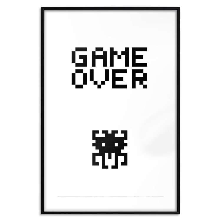 Wall Poster Game Over - black and white composition with pixels and English text 116800 additionalImage 17