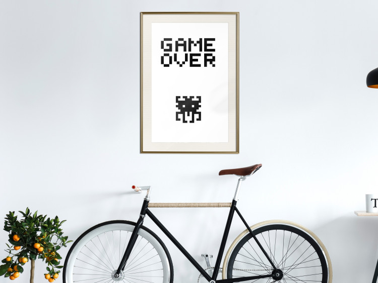 Wall Poster Game Over - black and white composition with pixels and English text 116800 additionalImage 21