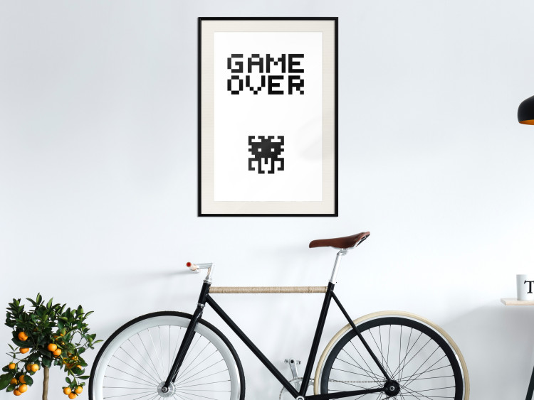 Wall Poster Game Over - black and white composition with pixels and English text 116800 additionalImage 22