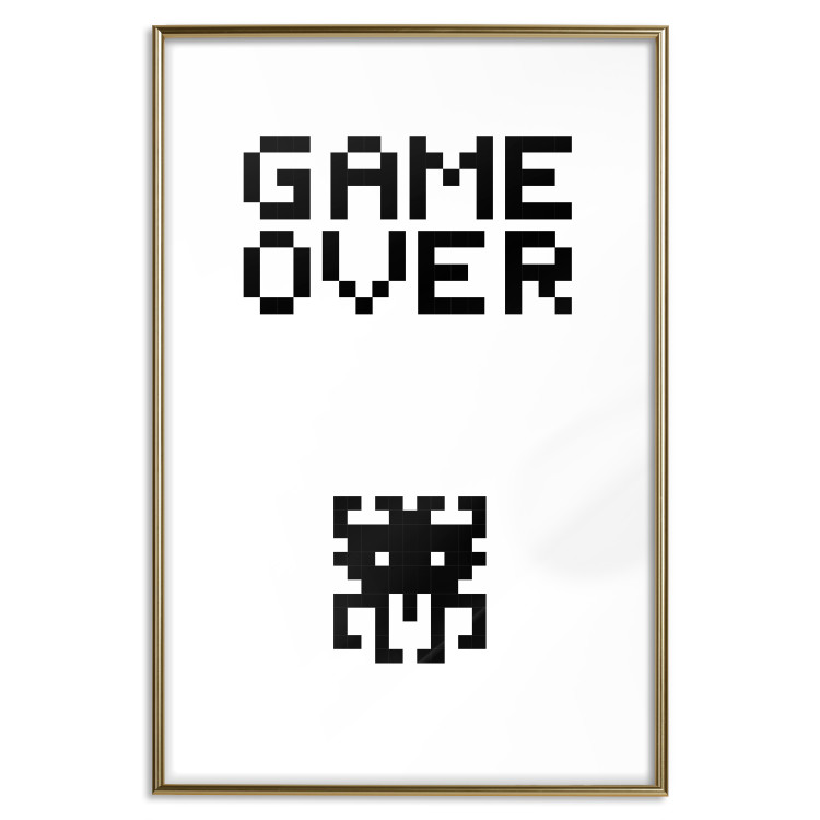 Wall Poster Game Over - black and white composition with pixels and English text 116800 additionalImage 16