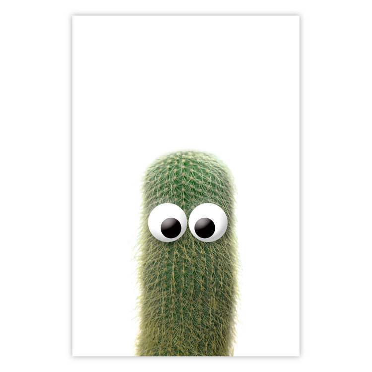 Poster Prickly Friend - funny illustration with a green plant with eyes 116900
