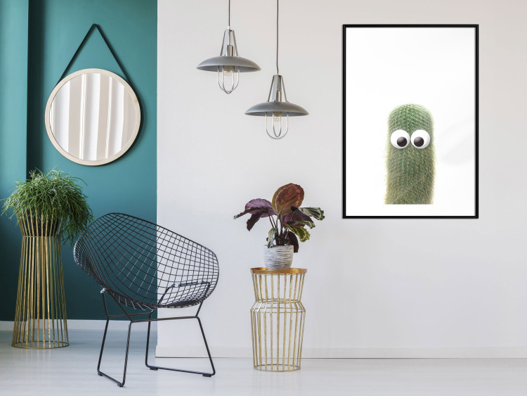 Poster Prickly Friend - funny illustration with a green plant with eyes 116900 additionalImage 6