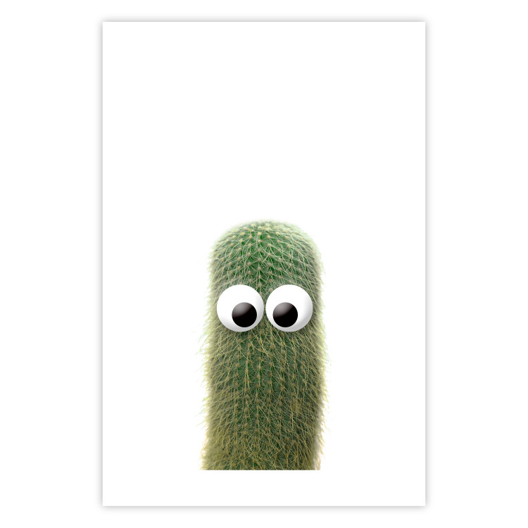 Poster Prickly Friend - funny illustration with a green plant with eyes 116900 additionalImage 19