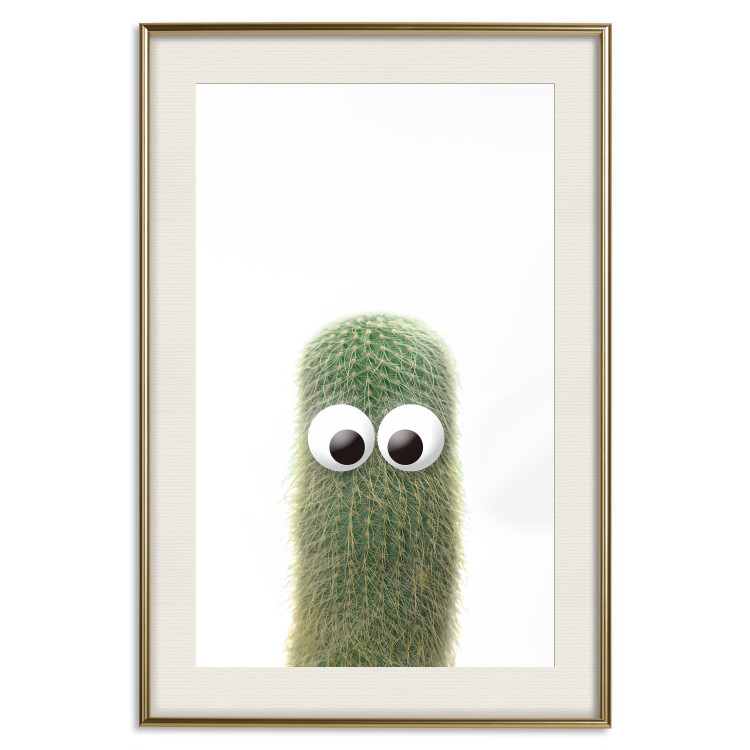 Poster Prickly Friend - funny illustration with a green plant with eyes 116900 additionalImage 19