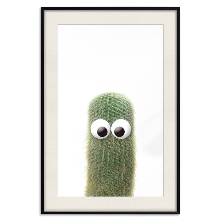 Poster Prickly Friend - funny illustration with a green plant with eyes 116900 additionalImage 18