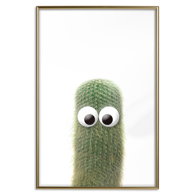 Poster Prickly Friend - funny illustration with a green plant with eyes 116900 additionalImage 20