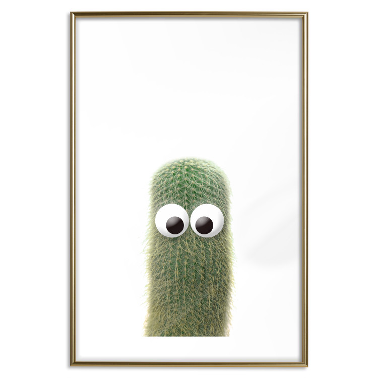 Poster Prickly Friend - funny illustration with a green plant with eyes 116900 additionalImage 14