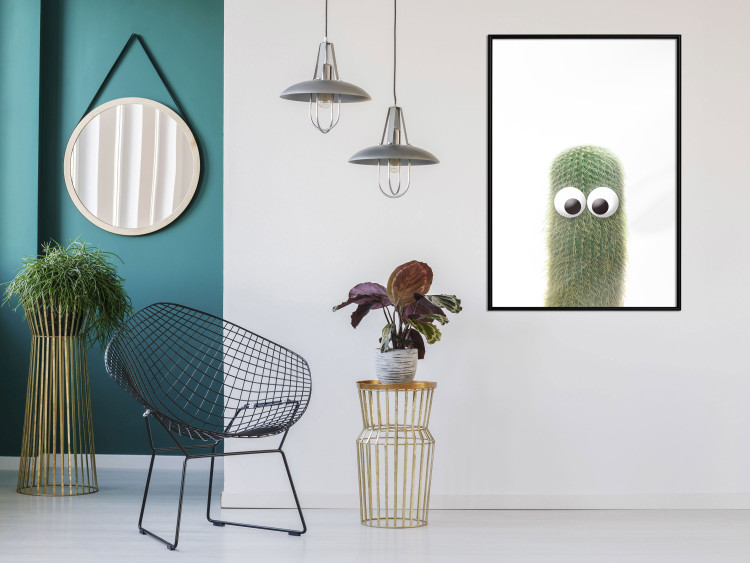 Poster Prickly Friend - funny illustration with a green plant with eyes 116900 additionalImage 3