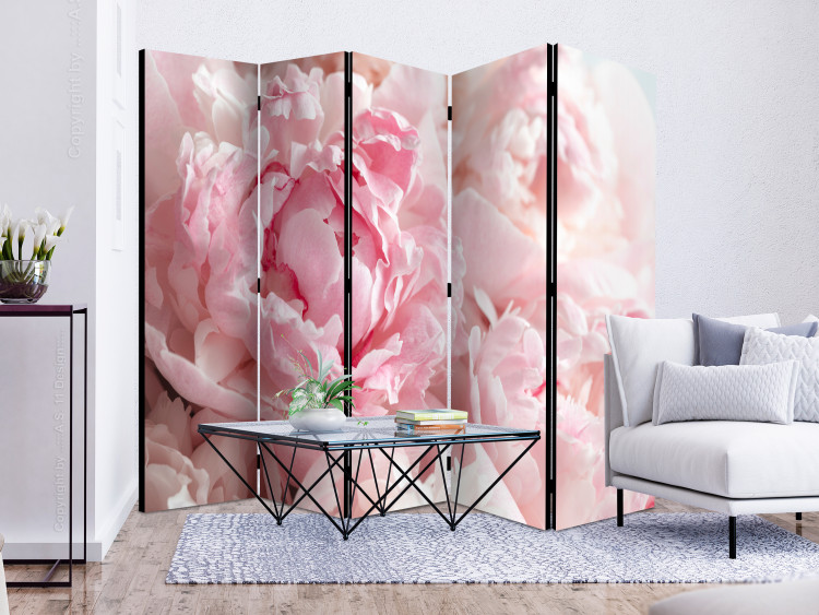 Room Divider Screen Sweet Peonies II - pink flower petals against a background of sunlight rays 118400 additionalImage 4