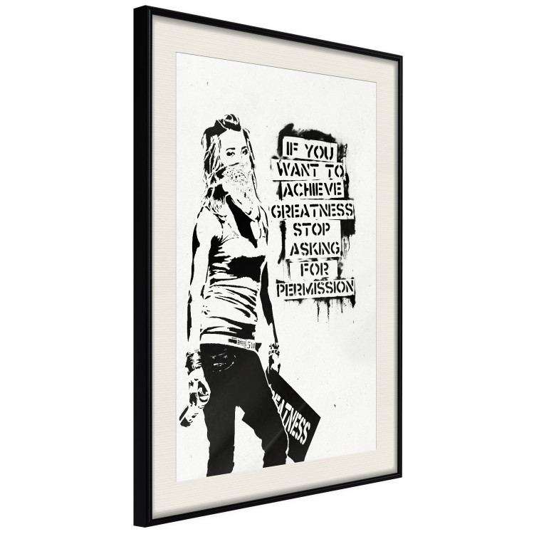 Poster Girl with Graffiti - black and white composition with a woman and text 119200 additionalImage 3