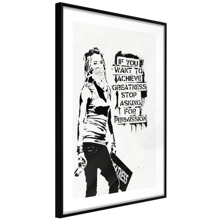 Poster Girl with Graffiti - black and white composition with a woman and text 119200 additionalImage 13