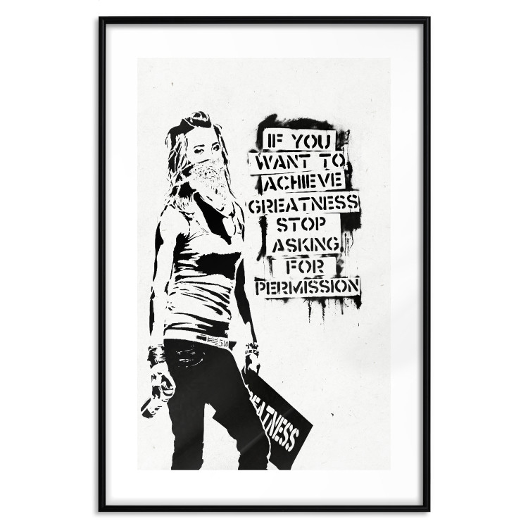 Poster Girl with Graffiti - black and white composition with a woman and text 119200 additionalImage 15