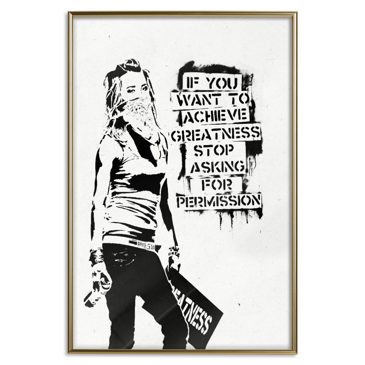 Poster Girl with Graffiti - black and white composition with a woman and text 119200 additionalImage 16