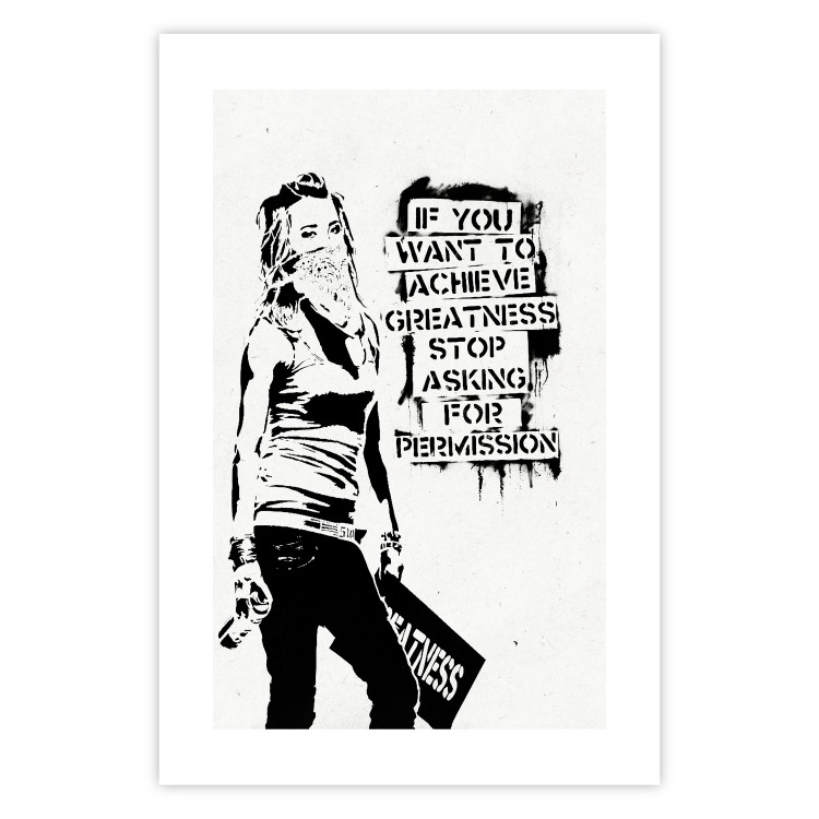 Poster Girl with Graffiti - black and white composition with a woman and text 119200 additionalImage 25