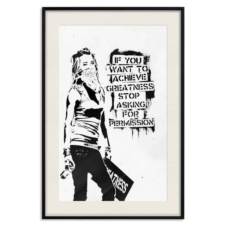 Poster Girl with Graffiti - black and white composition with a woman and text 119200 additionalImage 18