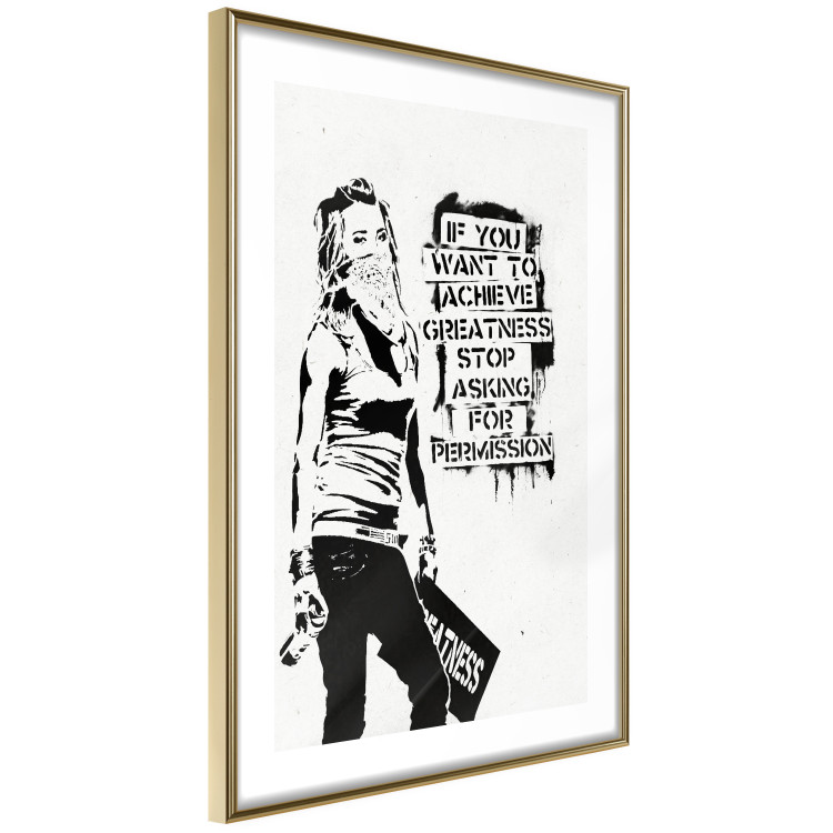 Poster Girl with Graffiti - black and white composition with a woman and text 119200 additionalImage 8