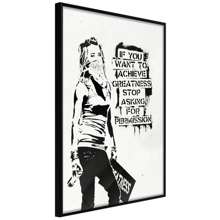 Poster Girl with Graffiti - black and white composition with a woman and text 119200 additionalImage 10