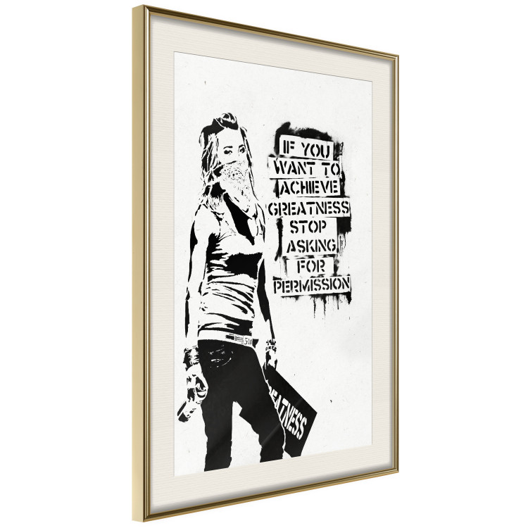 Poster Girl with Graffiti - black and white composition with a woman and text 119200 additionalImage 2