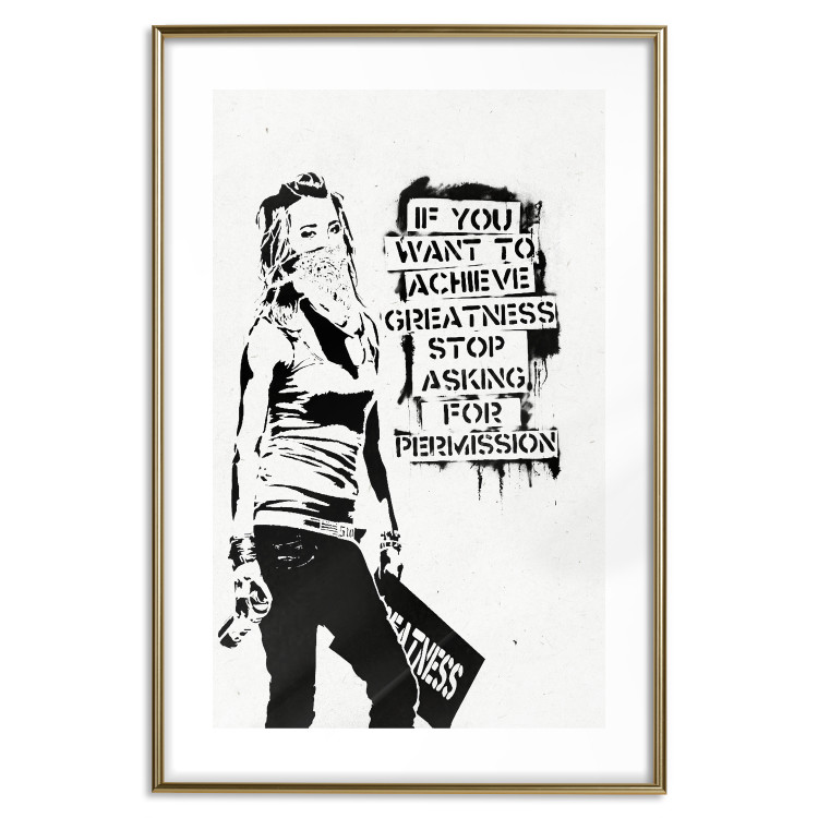 Poster Girl with Graffiti - black and white composition with a woman and text 119200 additionalImage 16