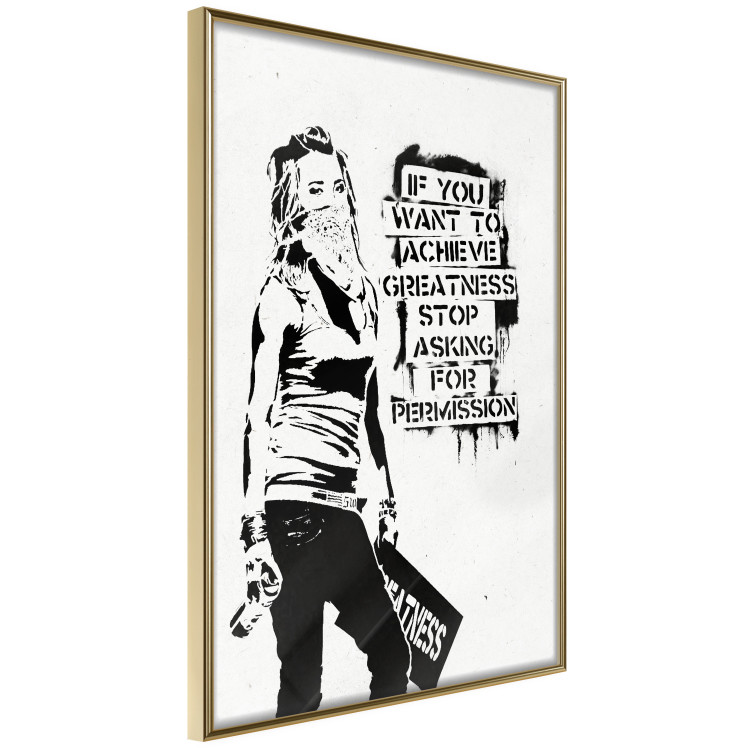 Poster Girl with Graffiti - black and white composition with a woman and text 119200 additionalImage 14