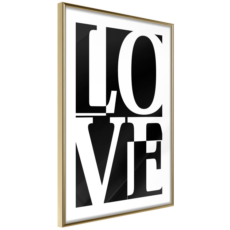 Wall Poster Black and White Love - checkerboard pattern with black and white text 122900 additionalImage 6