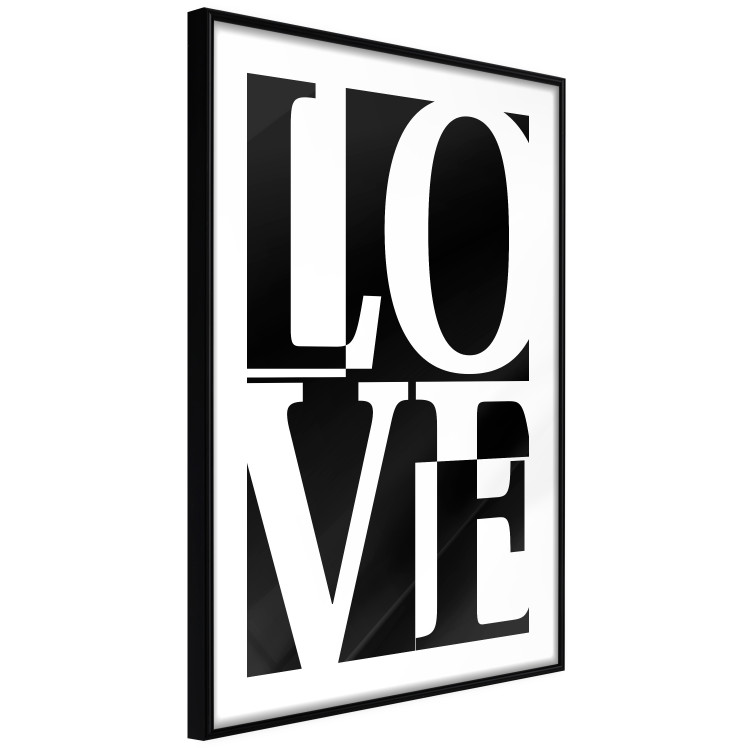 Wall Poster Black and White Love - checkerboard pattern with black and white text 122900 additionalImage 11