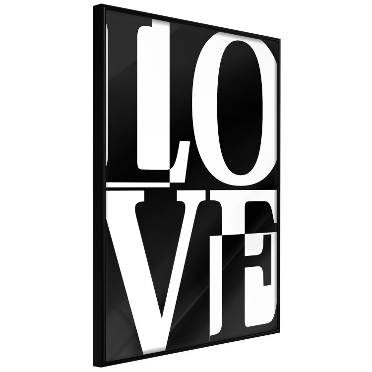 Wall Poster Black and White Love - checkerboard pattern with black and white text 122900 additionalImage 10