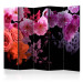 Folding Screen Spring Cocktail II - colorful flowers on a contrasting black background 123000
