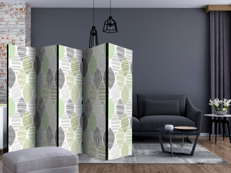 Room Divider Screen Green Tears II - texture with abstract stripe pattern motif 123300 additionalImage 4