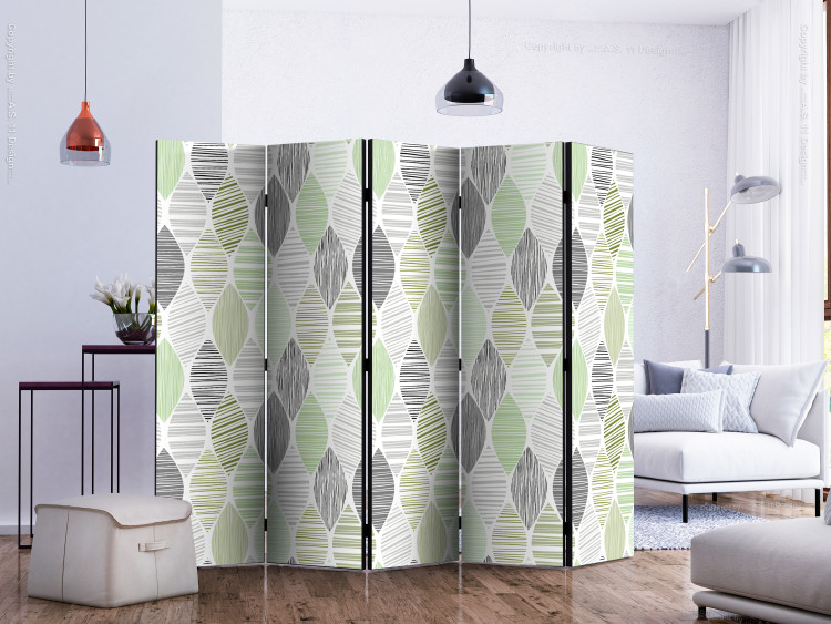 Room Divider Screen Green Tears II - texture with abstract stripe pattern motif 123300 additionalImage 2
