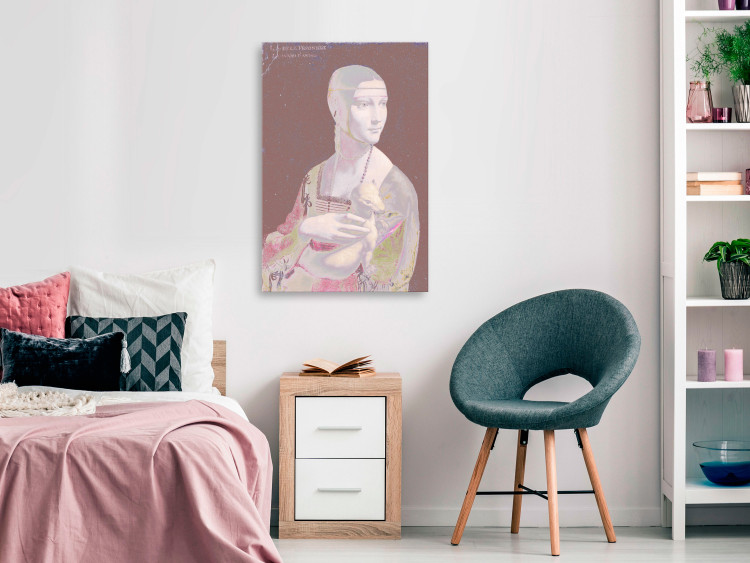 Canvas Print Pastel Lady with an Ermine - Leonardo da Vinci's work in trendy colour 123500 additionalImage 3