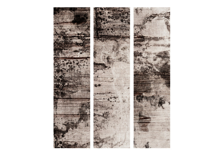 Folding Screen Burnt Wood (3-piece) - retro-style background in grays 124300 additionalImage 3