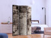 Folding Screen Burnt Wood (3-piece) - retro-style background in grays 124300 additionalThumb 2