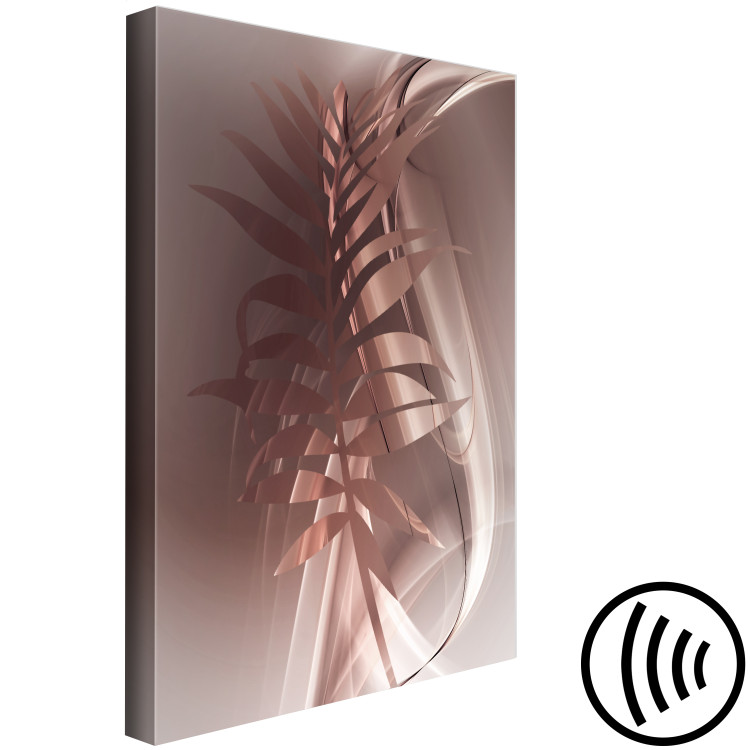 Canvas Art Print Metallic palm leaf with waves - abstraction with floral pattern 125800 additionalImage 6