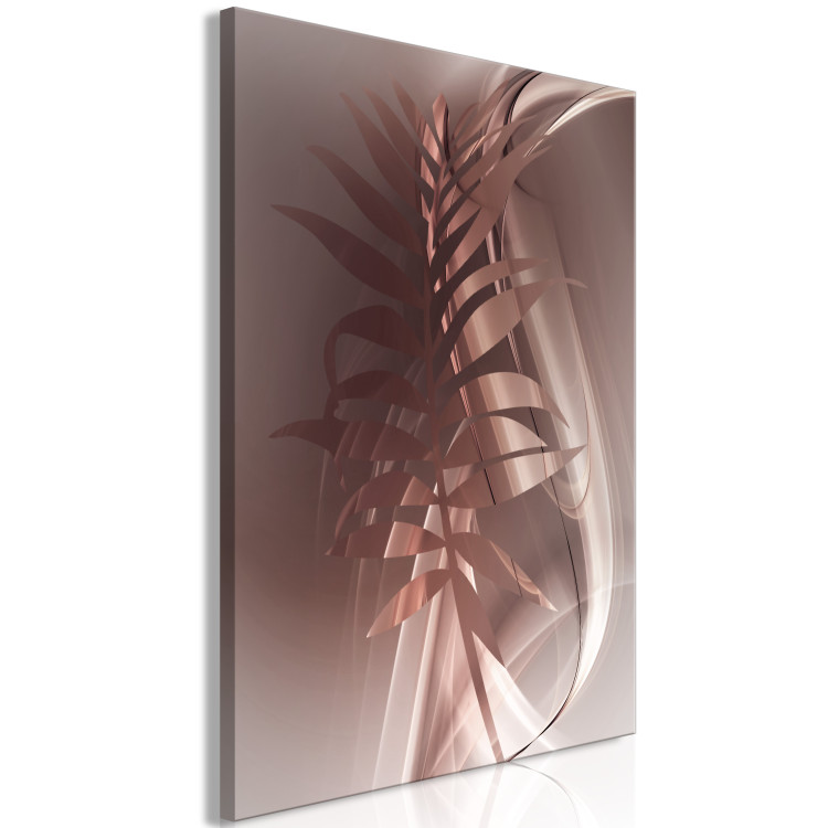 Canvas Art Print Metallic palm leaf with waves - abstraction with floral pattern 125800 additionalImage 2