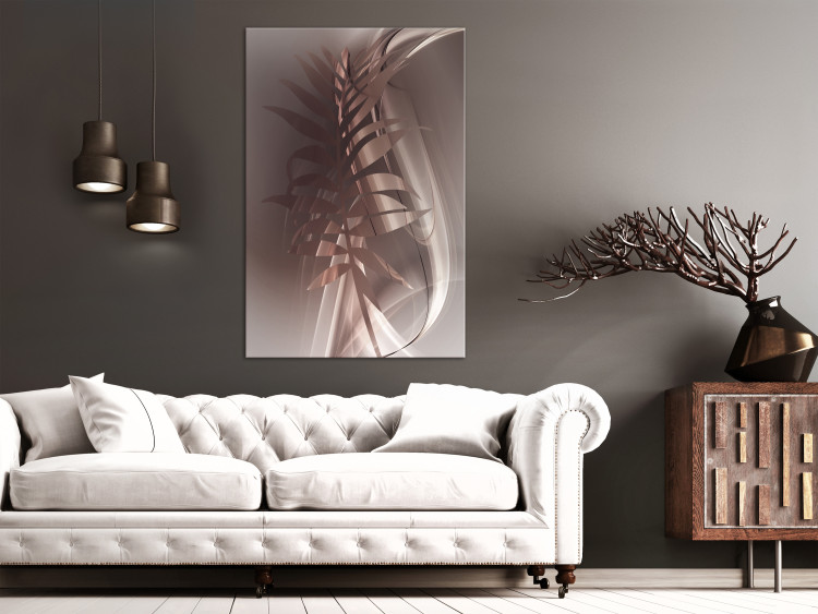 Canvas Art Print Metallic palm leaf with waves - abstraction with floral pattern 125800 additionalImage 3