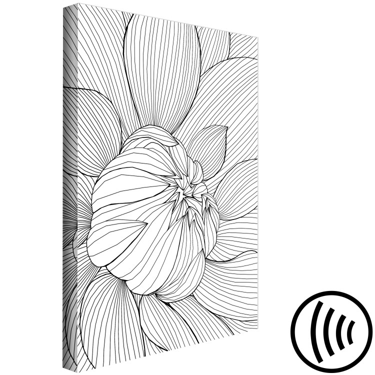 Canvas Print Peony flower bud - black and white plant contours in line art style 128400 additionalImage 6