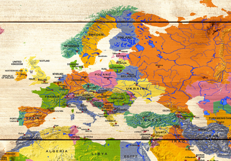 Large canvas print Map on wood: Colourful Travels II [Large Format] 128500 additionalImage 4