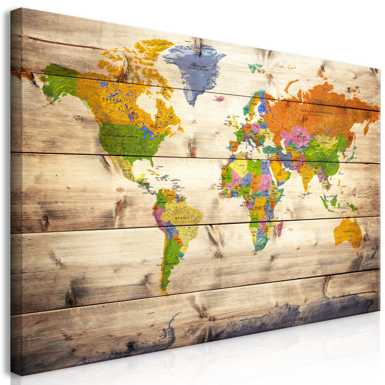 Large canvas print Map on wood: Colourful Travels II [Large Format] 128500 additionalImage 2