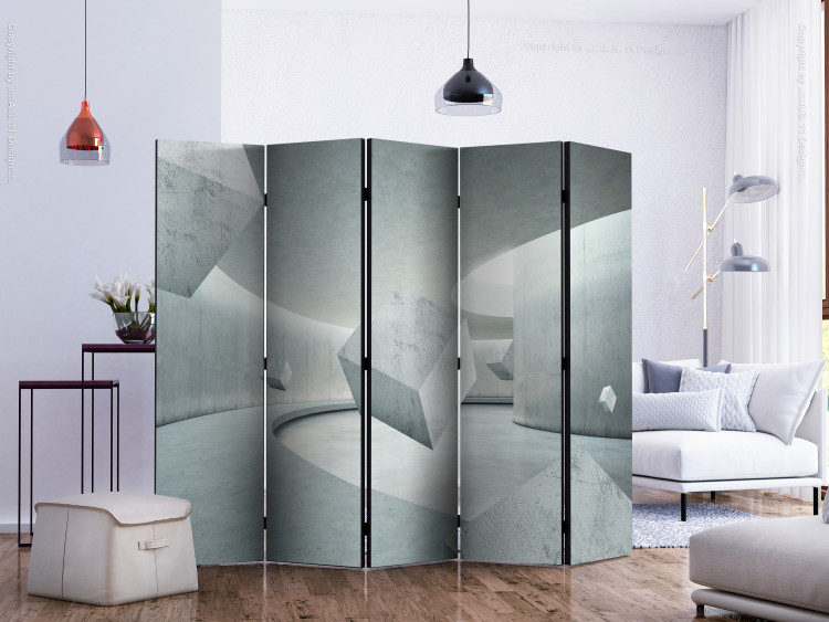 Room Divider Screen Cube Geometry II (5-piece) - stone illusion in shades of gray 129000 additionalImage 2
