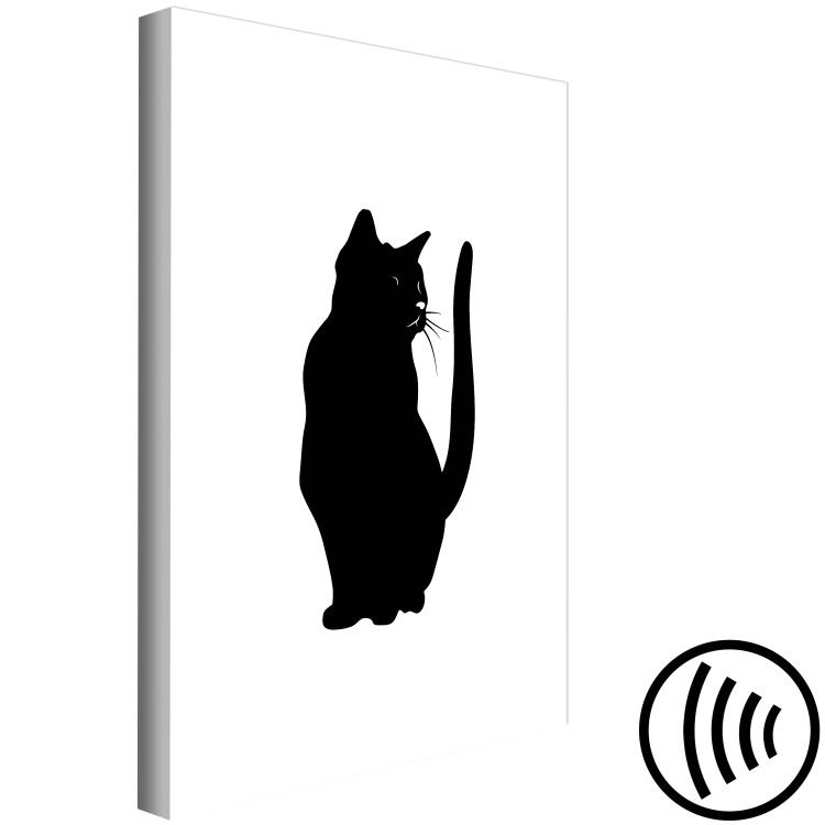 Canvas Print Curious Cat (1-part) vertical - black animal on a white background 129600 additionalImage 6