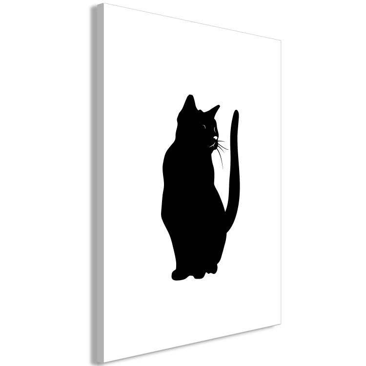 Canvas Print Curious Cat (1-part) vertical - black animal on a white background 129600 additionalImage 2