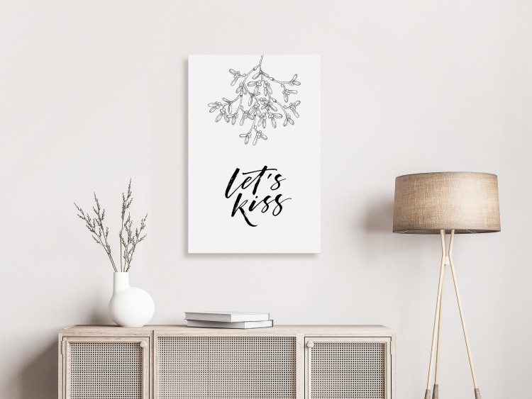 Canvas Let's Kiss (1-piece) Vertical - English inscription on a white background 130800 additionalImage 3
