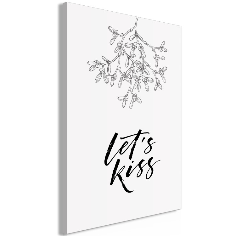Canvas Let's Kiss (1-piece) Vertical - English inscription on a white background 130800 additionalImage 2