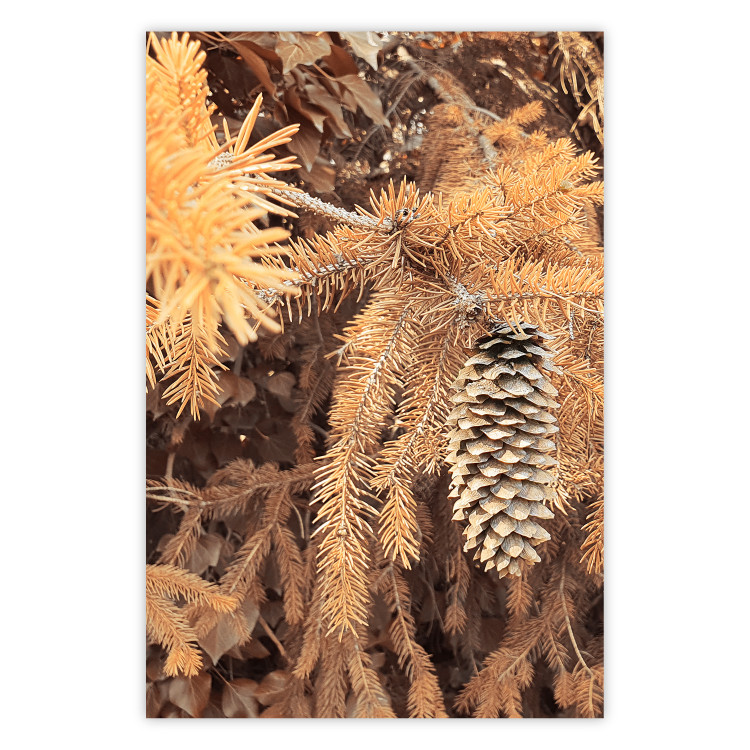 Wall Poster Golden Cone - autumn composition of forest plants in brown hues 131800