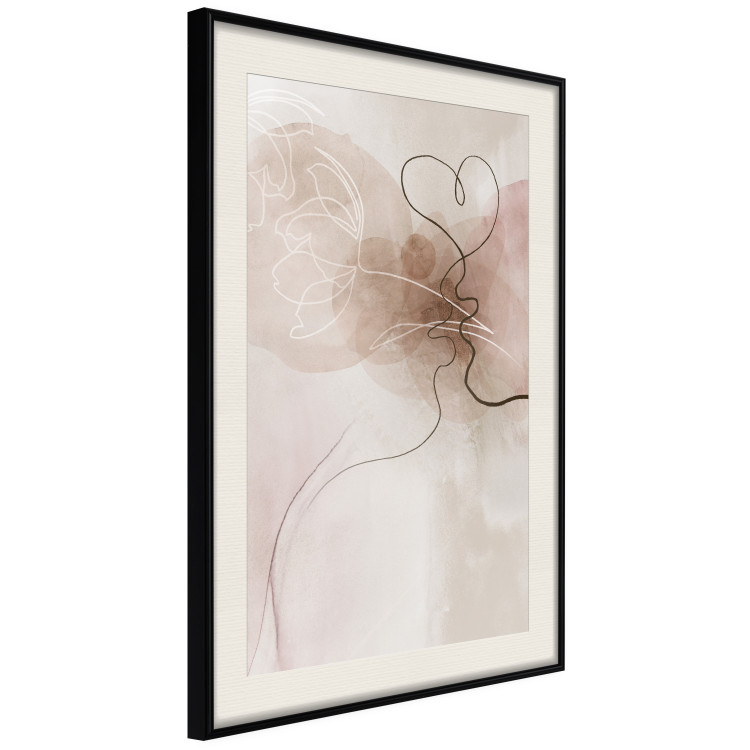 Poster Tangled in Dreams - line art of a couple kissing on an abstract background 132200 additionalImage 2