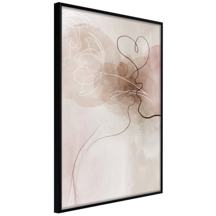 Poster Tangled in Dreams - line art of a couple kissing on an abstract background 132200 additionalImage 11