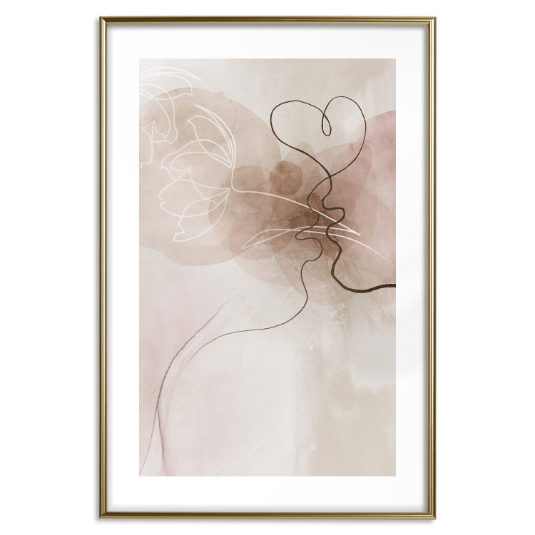 Poster Tangled in Dreams - line art of a couple kissing on an abstract background 132200 additionalImage 14