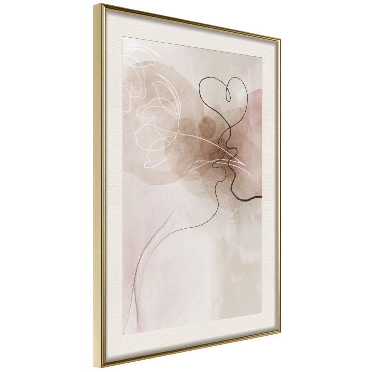 Poster Tangled in Dreams - line art of a couple kissing on an abstract background 132200 additionalImage 3