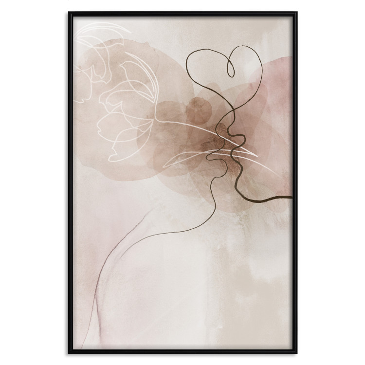 Poster Tangled in Dreams - line art of a couple kissing on an abstract background 132200 additionalImage 16